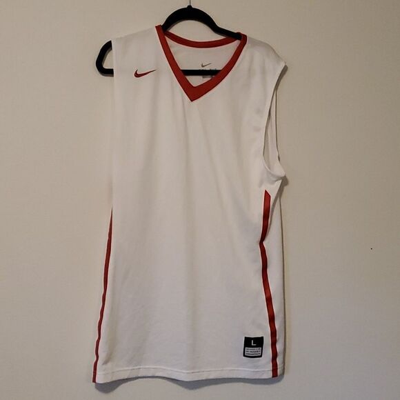 NIKE Driv-FIT L white red trim - Picture 1 of 6